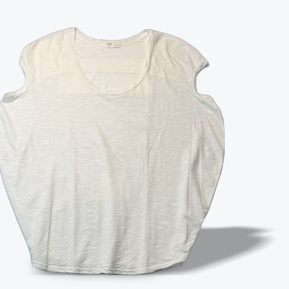 AG Adriano Goldschmied Slub Cotton T Shirt White Cap Sleeve Tee Small